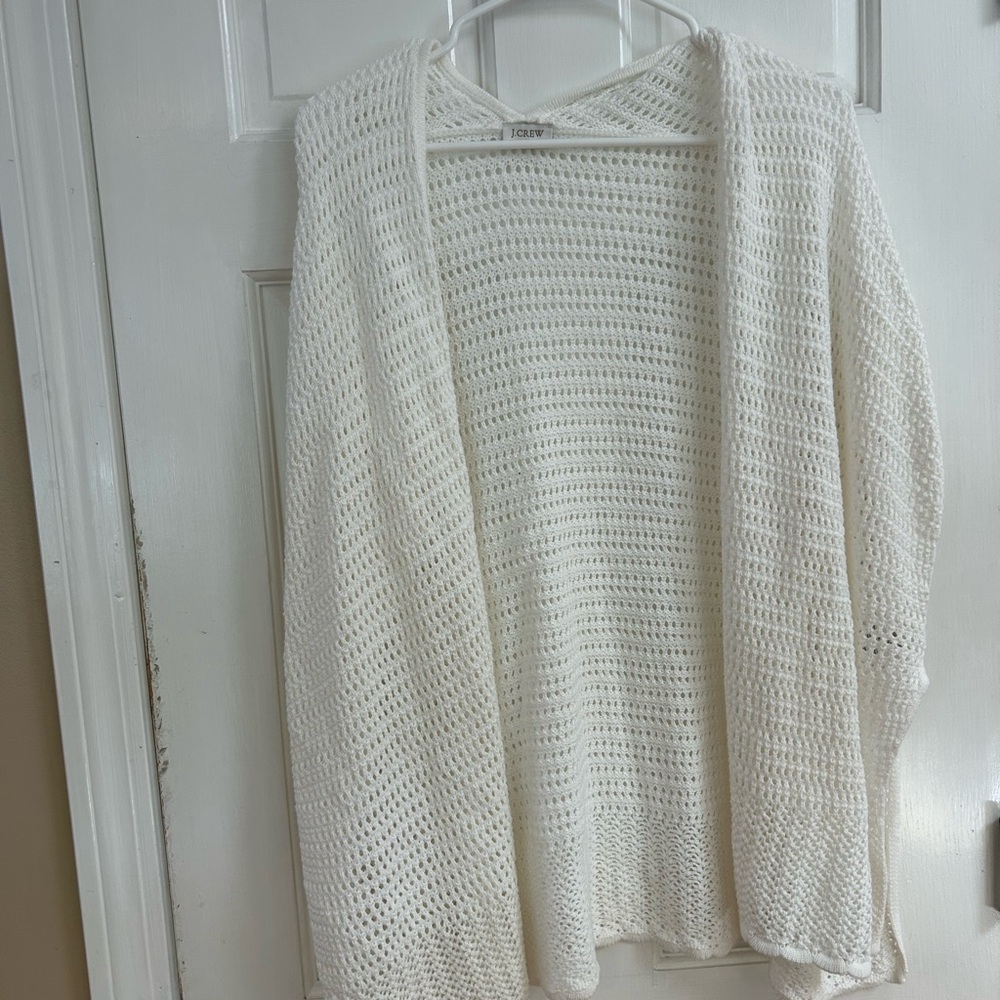 J. Crew White Chunky Knit Cardigan Sweater